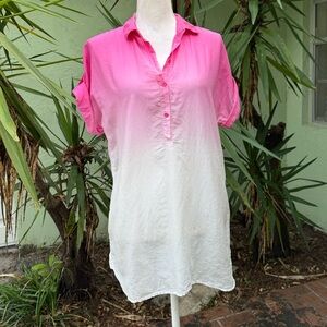 Hugo Boss Pink and White Ombre Short Sleeve